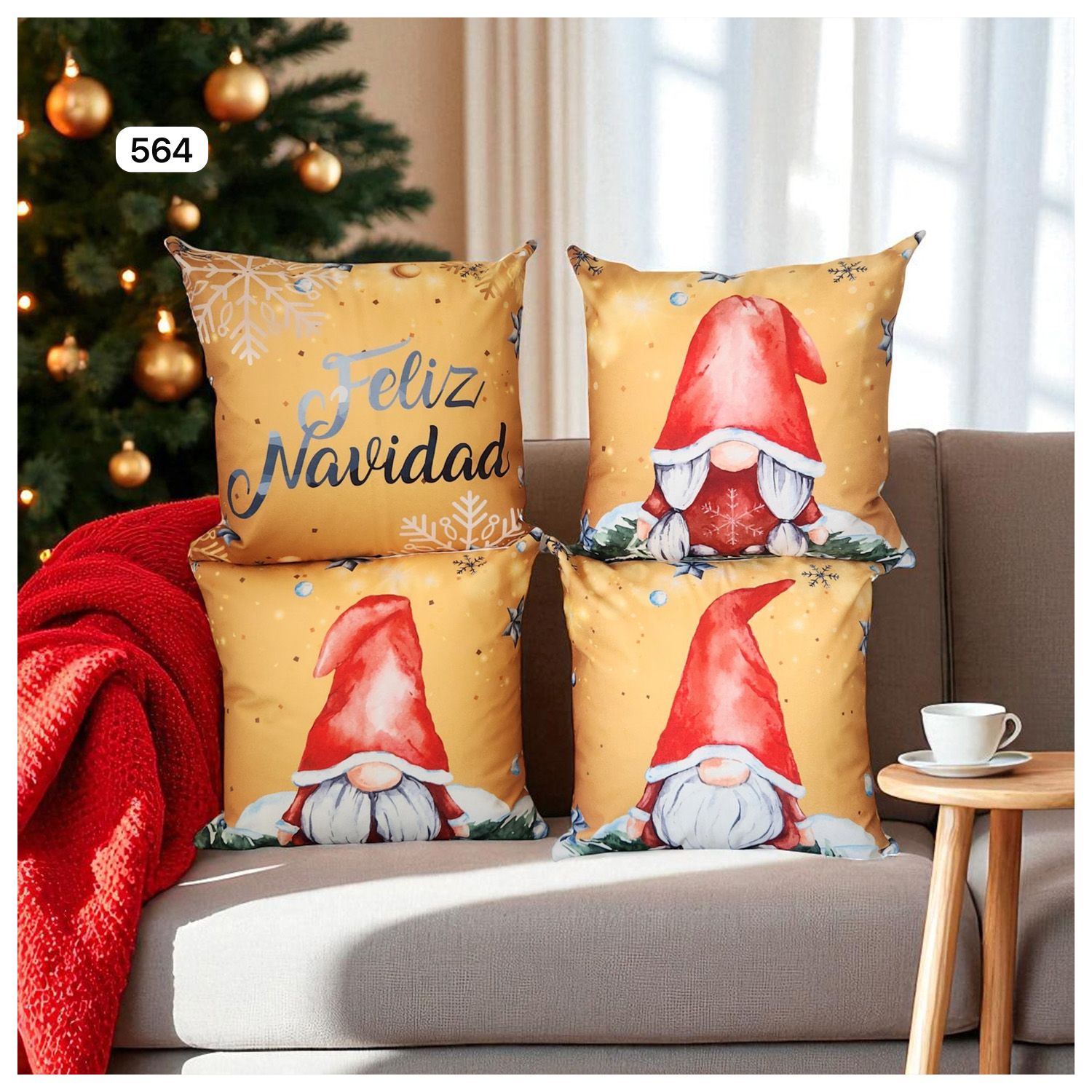 Cojines Navidad Set X 4 Incluye Relleno