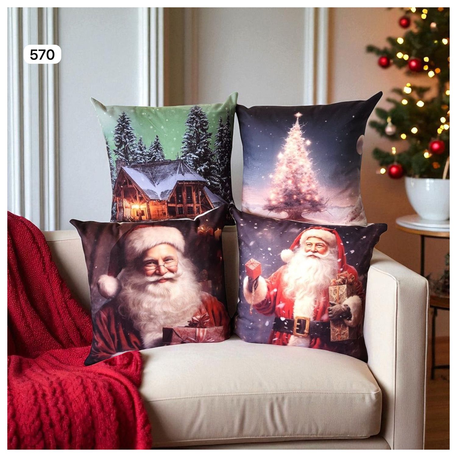 Cojines Navidad Set X 4 Incluye Relleno