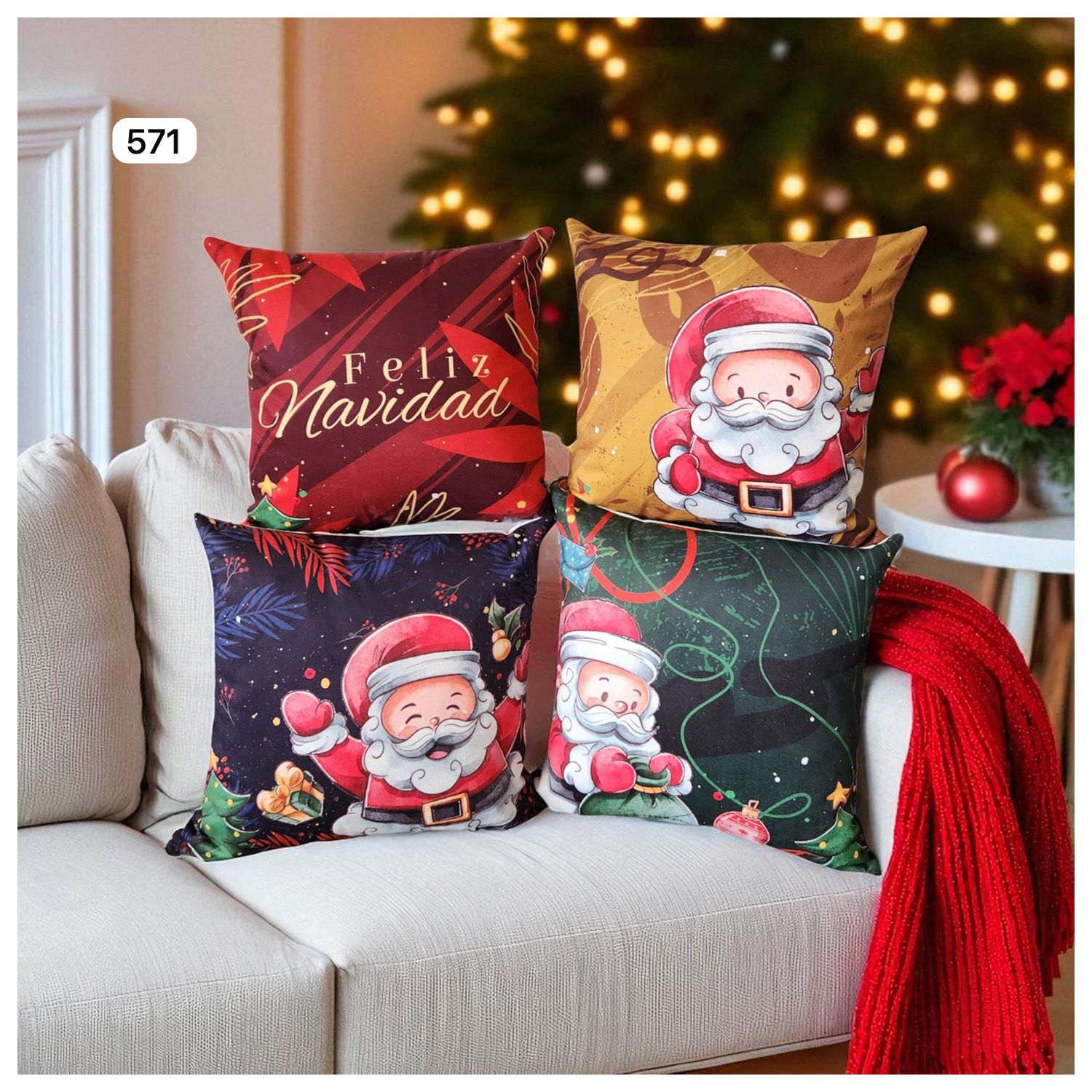Cojines Navidad Set X 4 Incluye Relleno