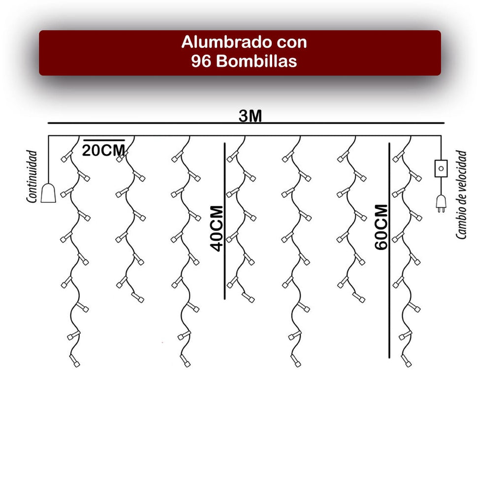 Cortina LED Intercalada 3M 96 LED AL-078